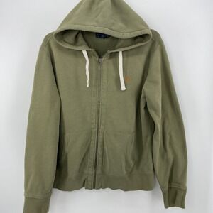 Polo Ralph Lauren Hoodie Mens Large Green Full Zip Sweatshirt Jacket Pony Logo